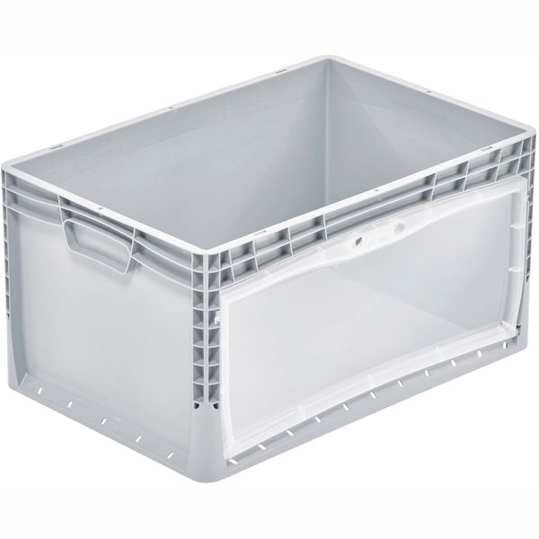 Eurobehälter 6432-E Lightline grau / 60x40x32 mit Entnahmeöffnung und Klappe