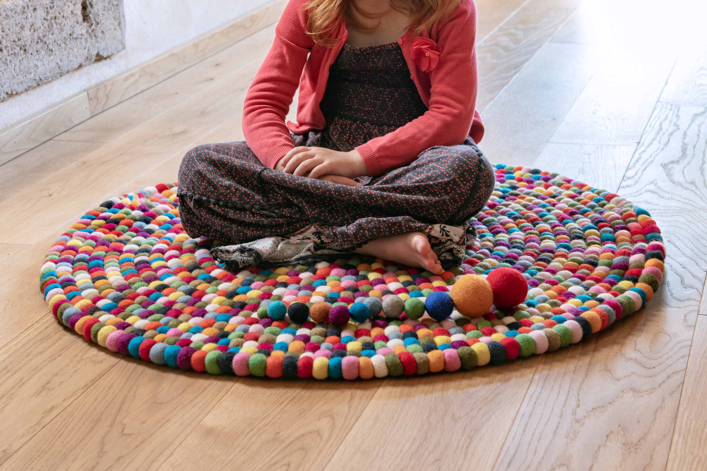 Filzkugel Teppich rund 60cm