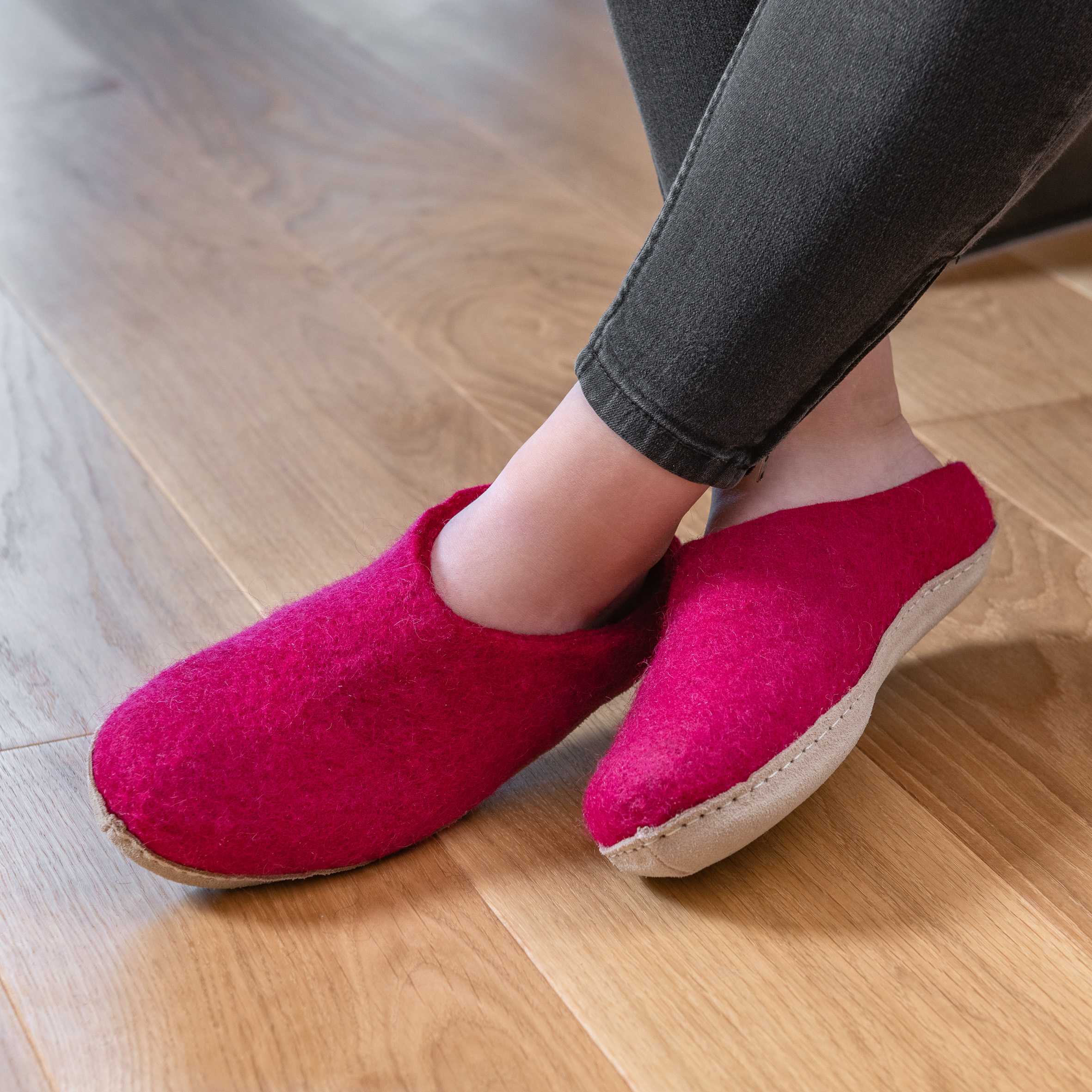 filzpantoffel hausschuhe damen ledersohle
