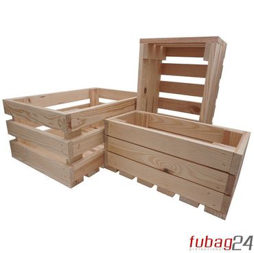 3er Set Holzkisten natur | Obstkisten Weinkisten | DIY Dekokisten