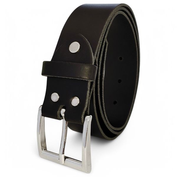 Ledergürtel Herren ALLROUND 2, 4 cm breit, schwarz, silberne Schnalle