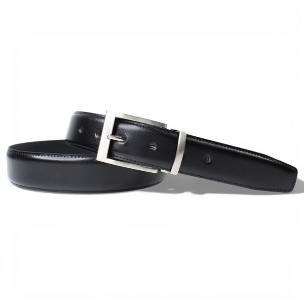 Eleganter Anzuggürtel für Herren, 3,5 cm, bombiert und abgenäht, schwarz