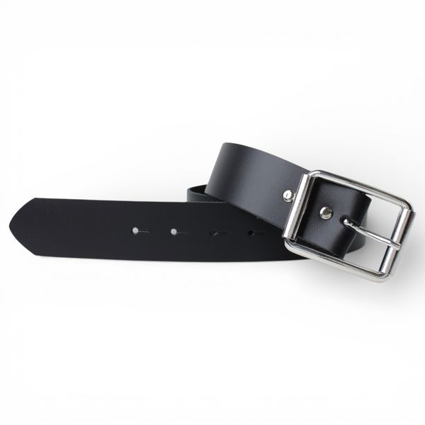 Sportlicher Herren Ledergürtel mit Rollschnalle, Jeansgürtel, 4 cm, schwarz