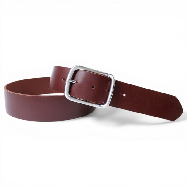 Herren Ledergürtel 4 cm aus Vollleder mit satinierter Dornschnalle, braun