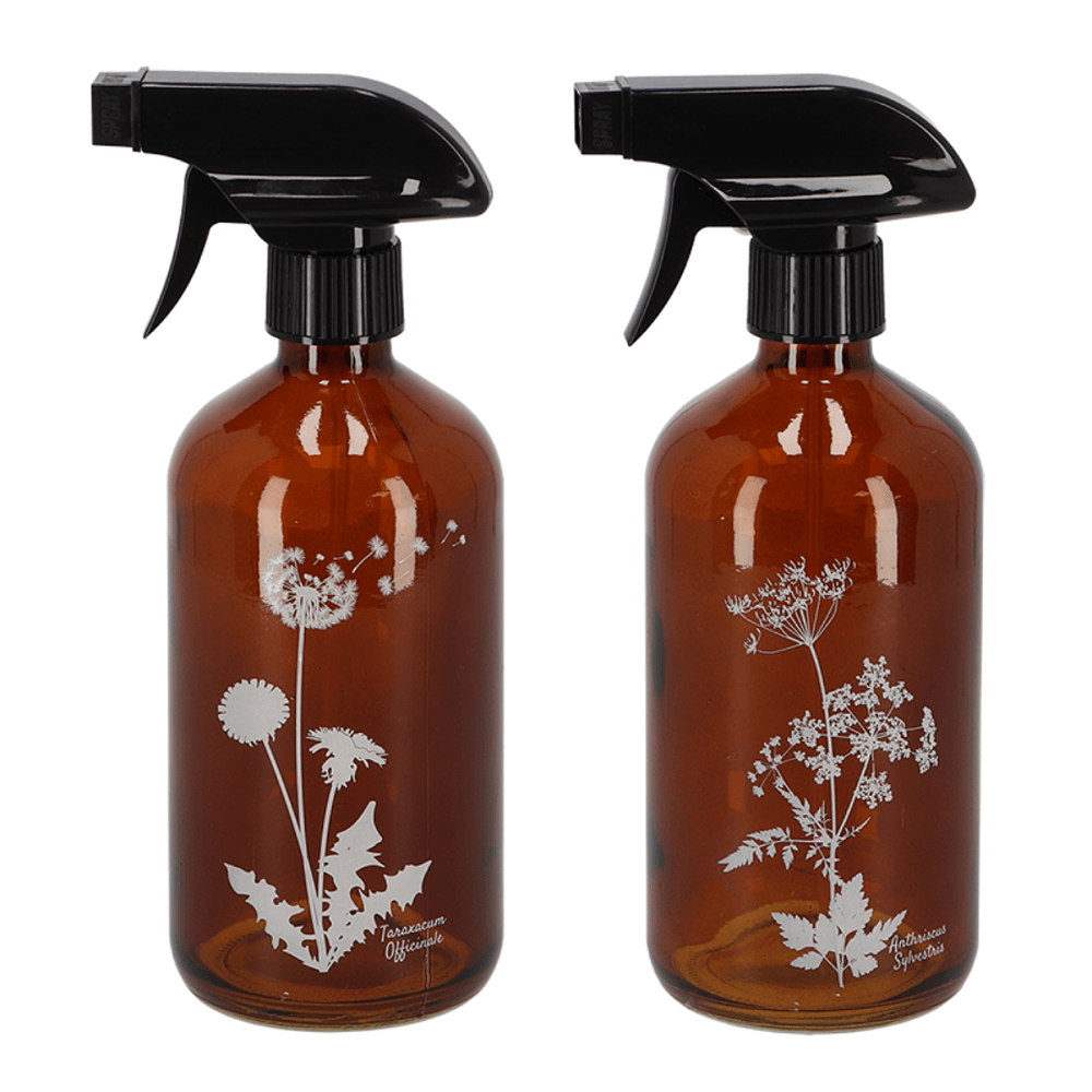 Sprühflaschen Glas 2er Set 0,5 L Grün oder Braun Wiederverwendbar Haushalt Deko