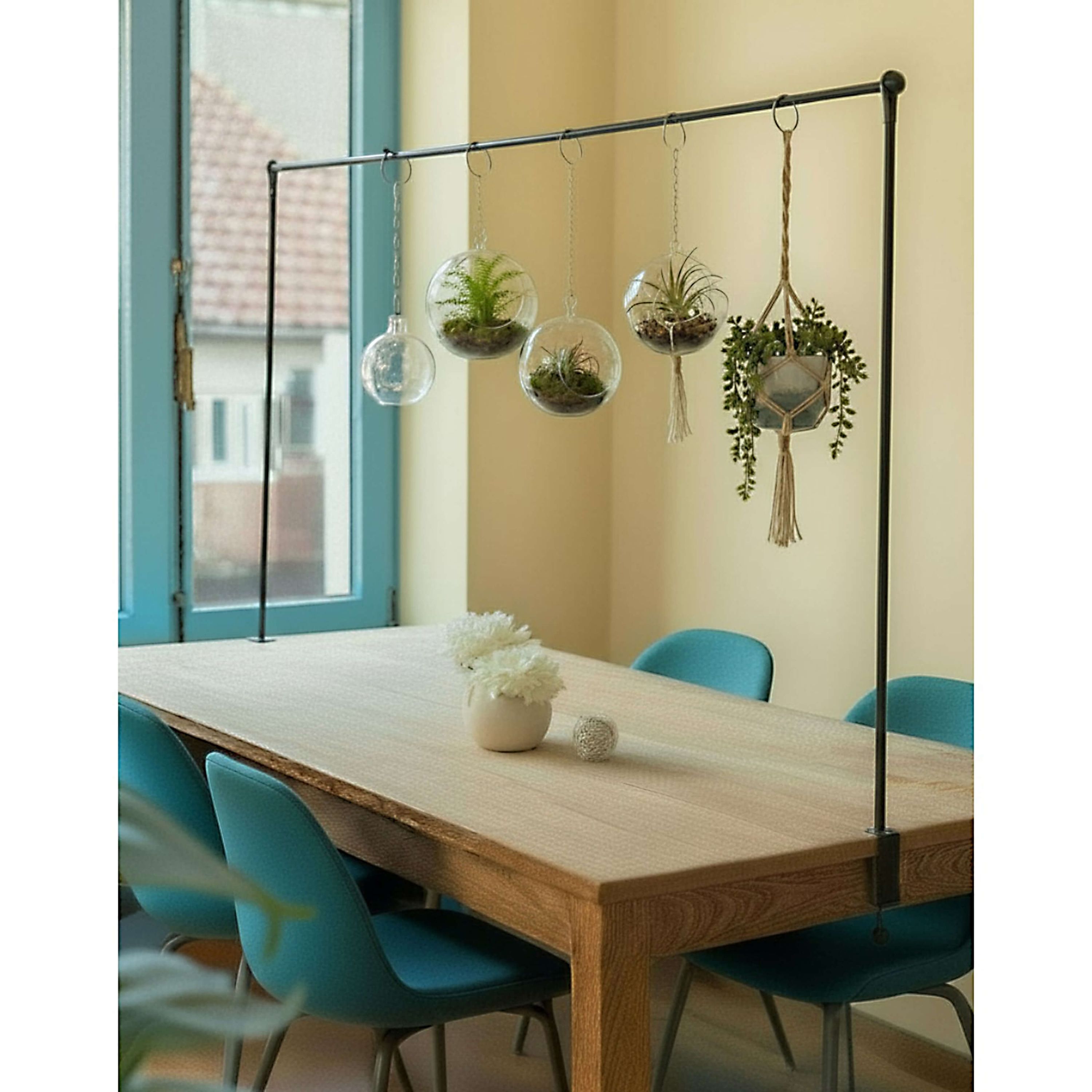 Tisch Deko Stange Klemme Gestell Metall schwarz ausziehbar Tafel 115,5-210 cm