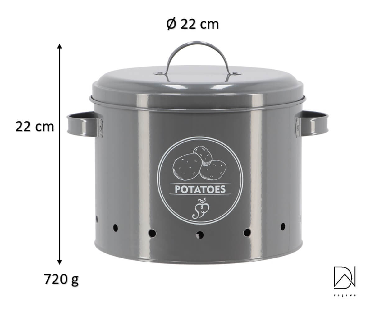 Kartoffelbehälter „Potato“ aus Karbonstahl – Stilvolle Aufbewahrung in Anthrazit
