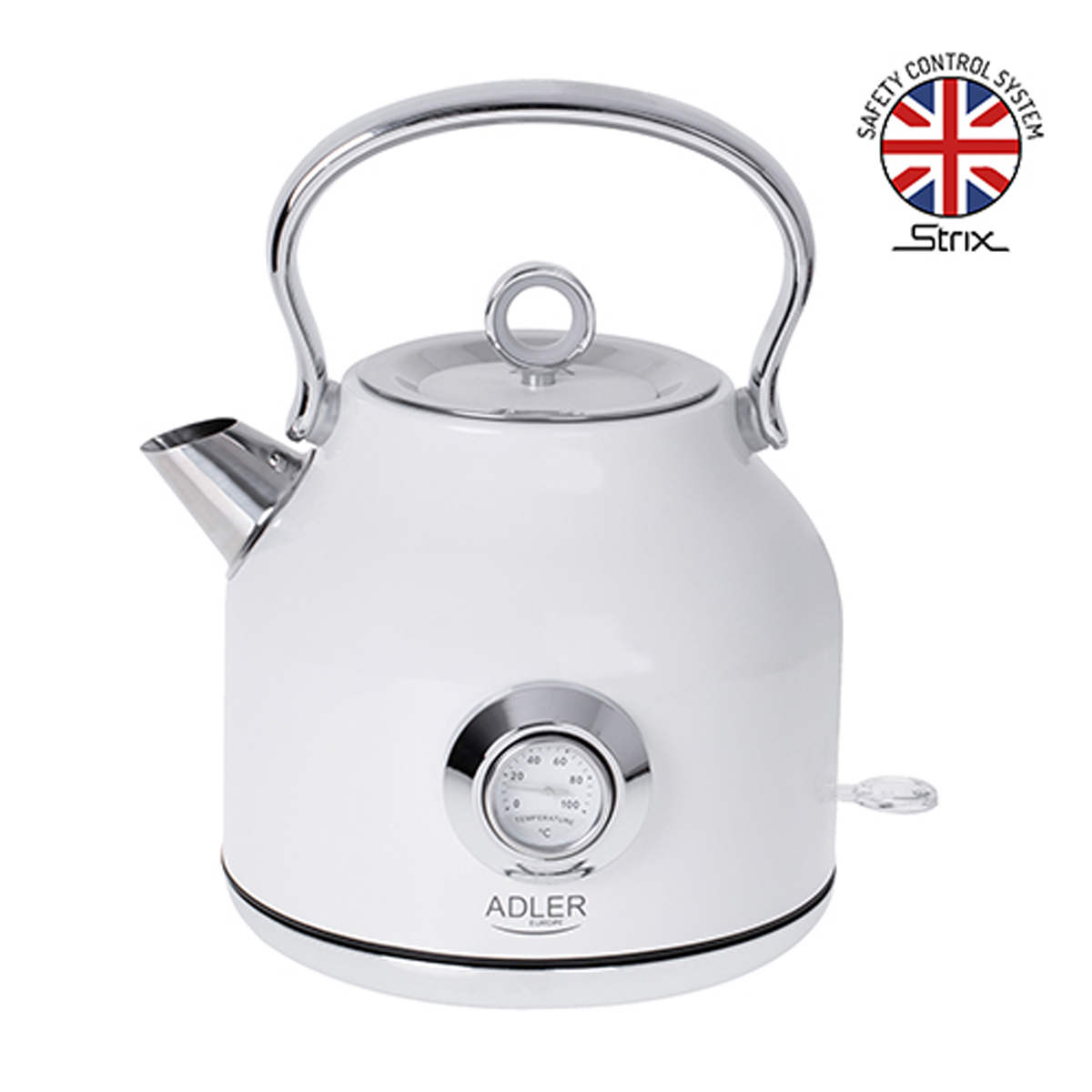 Adler AD-1346W Retro-Design Wasserkocher Weiß 1,7 Liter