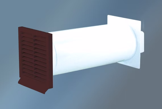 Teleskop-Mauerkasten - Außengitter braun, ø 125 mm, Mauerstärken 120 bis 450 mm