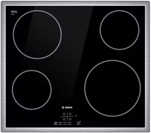 Bosch PKE645BB2E Einbaukochfeld 60cm autark Glaskeramik Kochfeld mit Edelstahlrahmen Touch