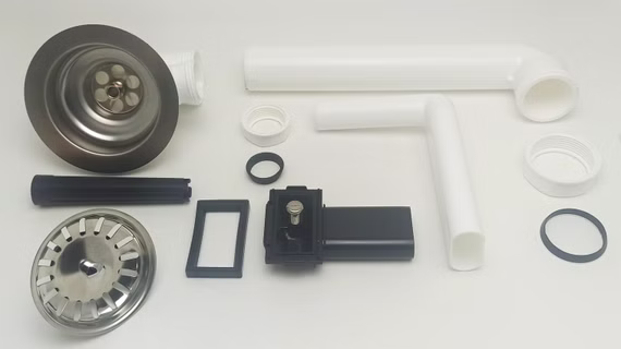 Keenberk Ventil-Ablaufgarnitur manuell 3,5 Zoll raumsparend mit Überlauf und Siebkorbventil, passend für 1 Becken Edelstahl-Spülen Überlauf max. 50 mm x 25 mm - Teka 59920