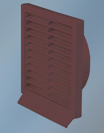 Zuluftgitter Lüftungsgitter aus Kunststoff - Braun, Durchmesser 125 mm / 155 x 155 mm 