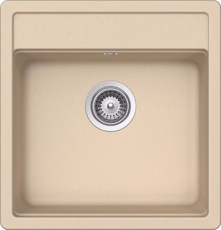 Granitspüle Victory S490.80 - creme, ab 50er Unterschrank, 490 x 510 mm inkl. Drehexcentergarnitur