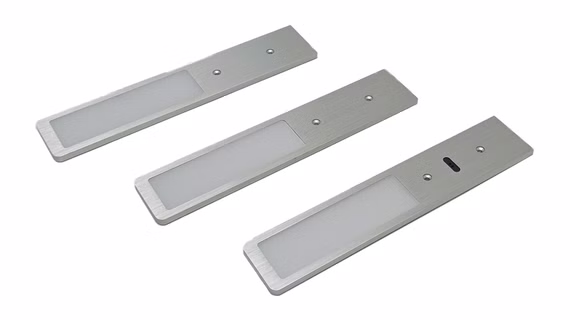 Tebü Leuchten 3 teilig rechteckig Aluminium silber 6080-3