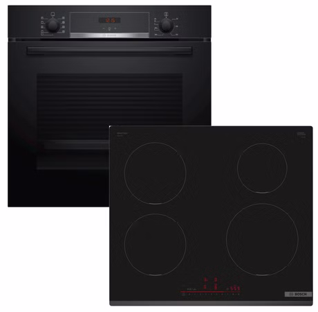 Herdset Bosch Backofen EcoClean mit Induktionskochfeld PowerBoost - autark, 60 cm