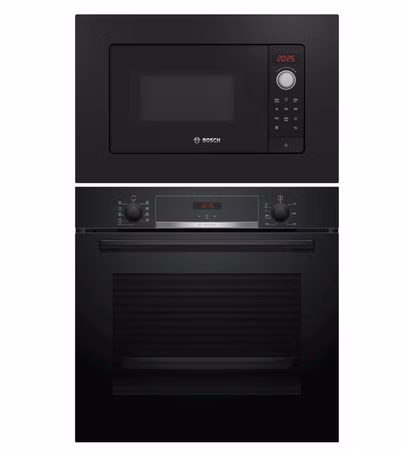 Bosch Einbau Set Backofen EcoClean + Mikrowelle 38cm Nischenhöhe f. Hochschränke schwarz