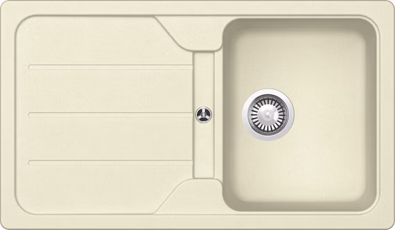 Victory Granitspüle SR860 in creme 860 x 500 mm reversibel inkl. Drehexcentergarnitur