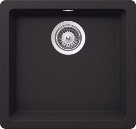 Victory Granitspüle S450 in deep Black 450 x 430 mm in Drehexcentergarnitur