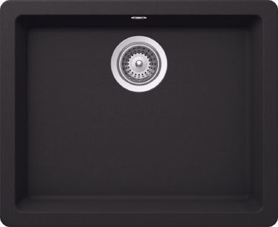 Victory Granitspüle S550 in deep Black 550 x 430 mm in Drehexcentergarnitur in Chrom