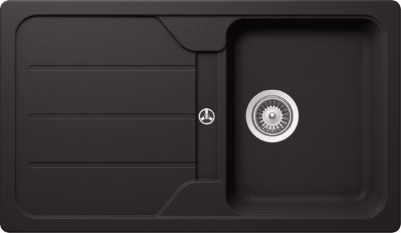 Granitspüle KB-SR860.10 – Tiefschwarz 860x500mm reversibel inkl. Drehexcentergarnitur kratzfest und hitzebeständig Made in Germany