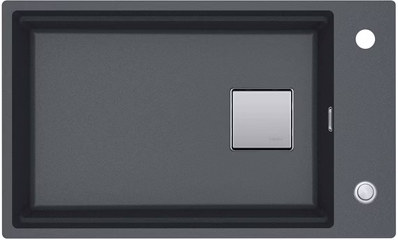 Spülenset Franke Einbauspüle Kubus KNG 110-62 Graphit 125.0512.512 Granitspüle Exzenterbetätigung mit verdecktem Über- und Ablauf inkl. Ablaufgarnitur + FRANKE Küchenarmatur Einhebelmischer ACTIVE-PLUS Festauslauf Hochdruck Schwarz Onyx