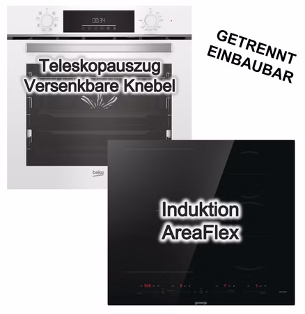 Herdset Beko Einbaubackofen Teleskopauszug SteamShine + Gorenje Induktionskochfeld Flex Booster TouchSlider