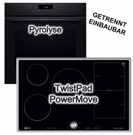 Herdset Bosch Einbau Backofen Pyrolyse 3D-Heißluft + Neff Induktionskochfeld 80cm TwistPad® Powerstufe Flex