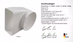 Umlenkstück, Anschlussbogen eckig/rund für 150er Abluftsystem. Umlenkstück, Anschlussbogen eckig/rund für 150er Abluftsystem.