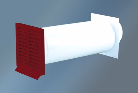 IKM Mauerkasten mit Rückstauklappe, Ziegelrot, Rundanschluss ø 125 mm. IKM Mauerkasten mit Rückstauklappe, Ziegelrot, Rundanschluss ø 125 mm.