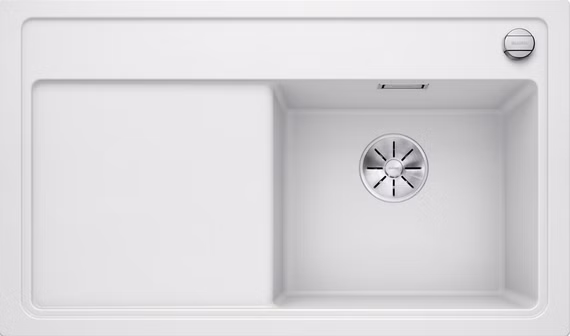 Blanco Keramikspüle 86 cm Kristallweiß glänzend Becken rechts 45er Unterschrank 524151
