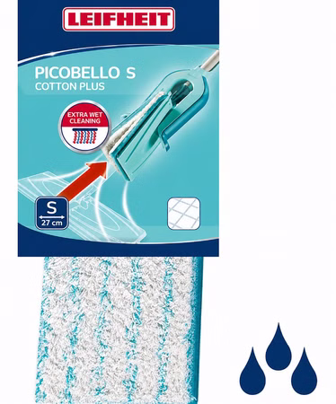 Leifheit Wischbezug Picobello cotton plus 27 cm saugfähige Baumwollfasern für Fliesen und Steinböden