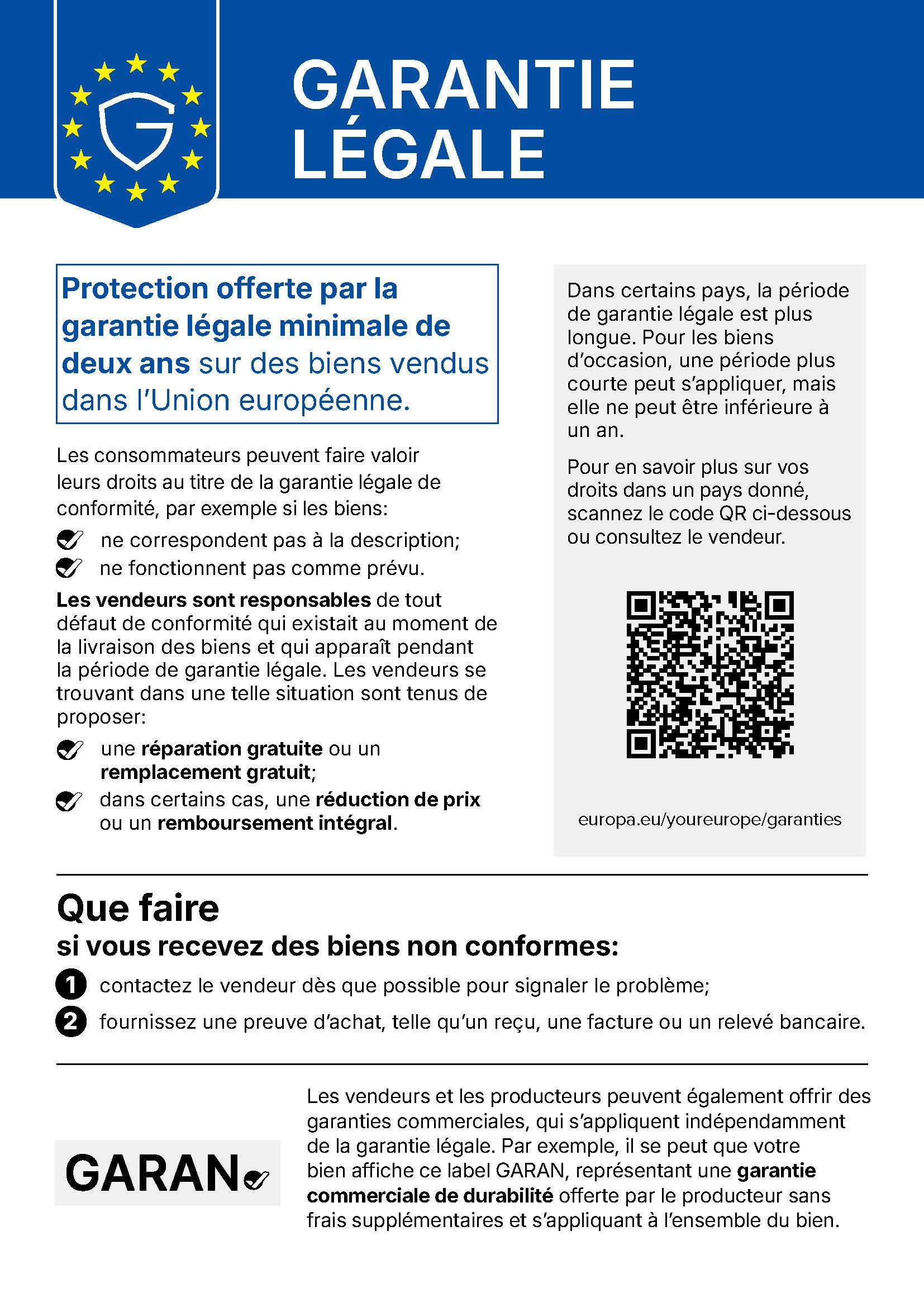 Garantie légale de l'UE
