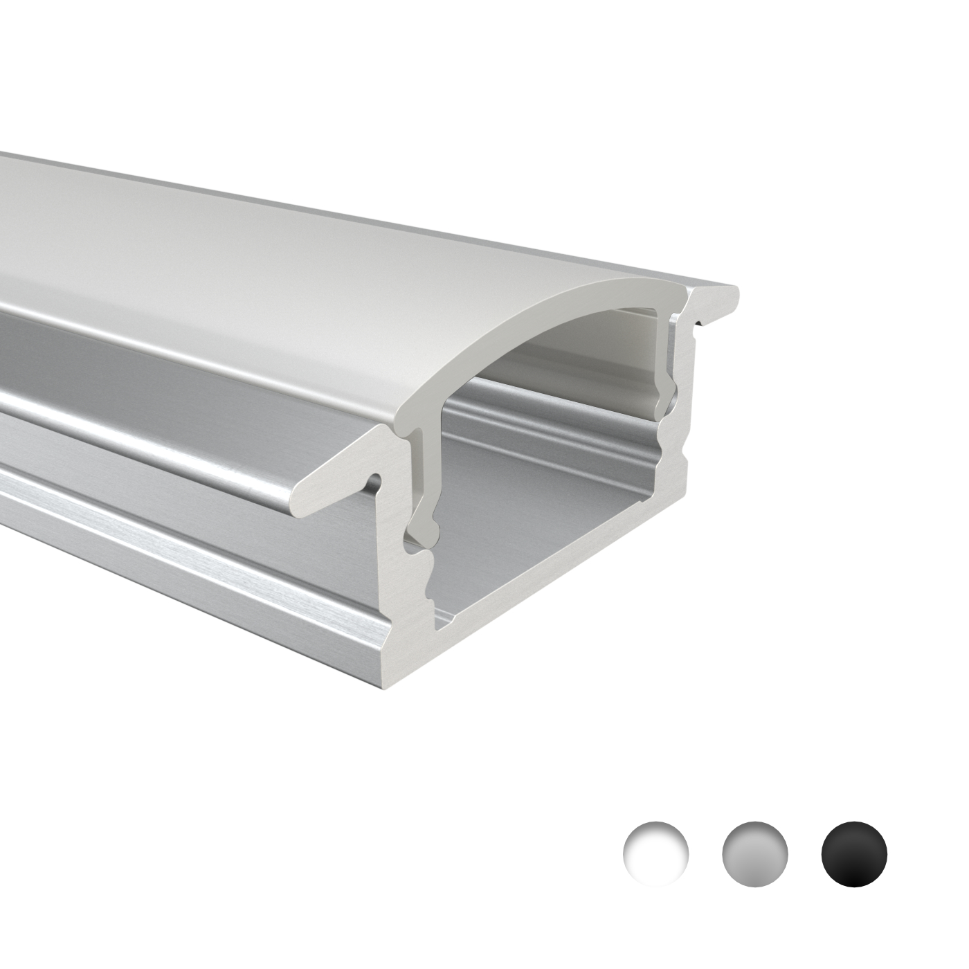 LED Alu Profile Einbauprofil / Flügel-Profil eloxiert für 16mm LED-Streifen mit einklickbarer Abdeckung