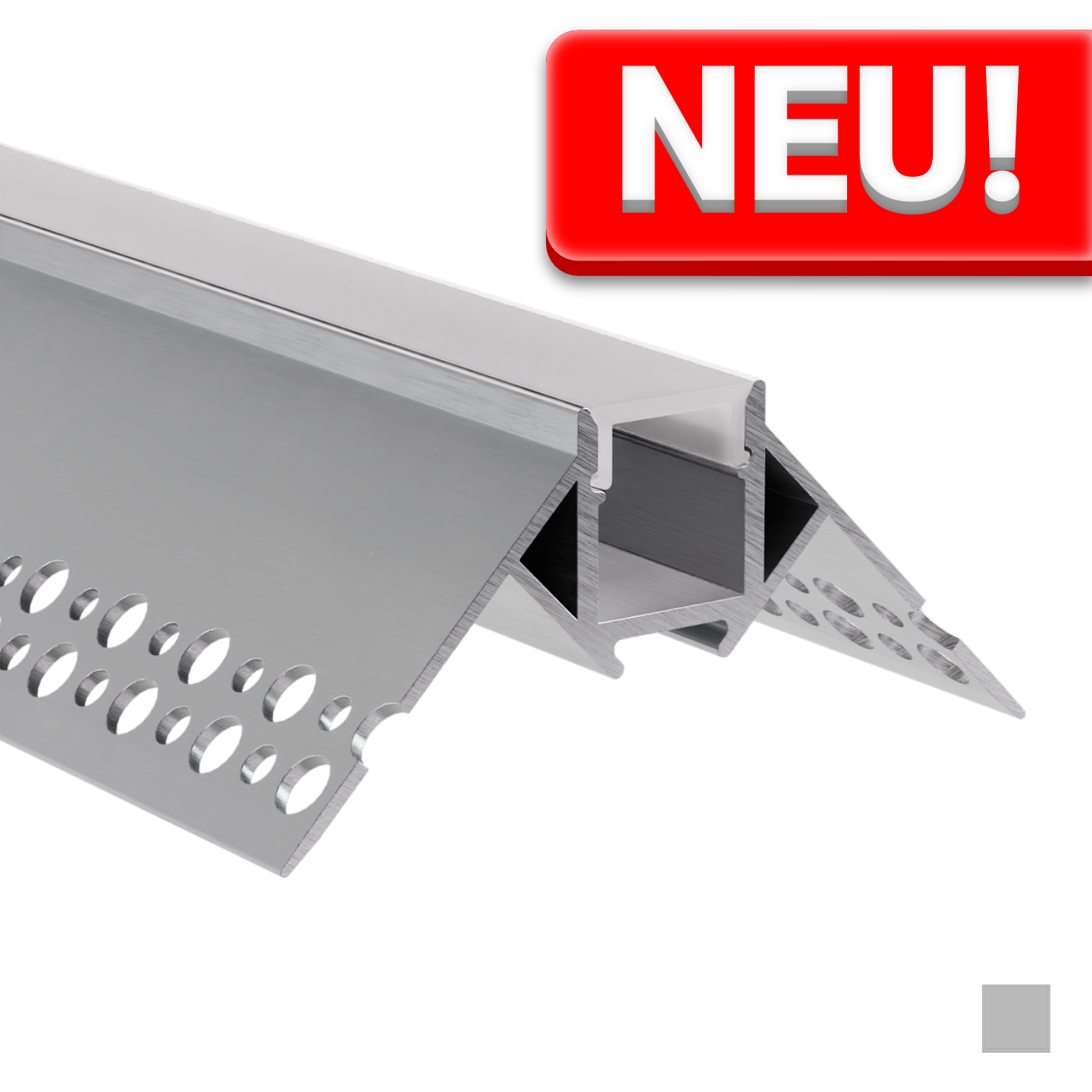 LED Alu Unterputz Eckprofil für 8 mm LED-Streifen mit einklickbarer Abdeckung