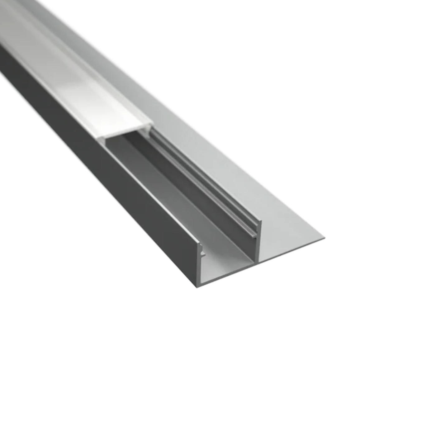 LED Alu Schattenfugenprofil OMO mit Montageflansch und eingeklickter Abdeckung