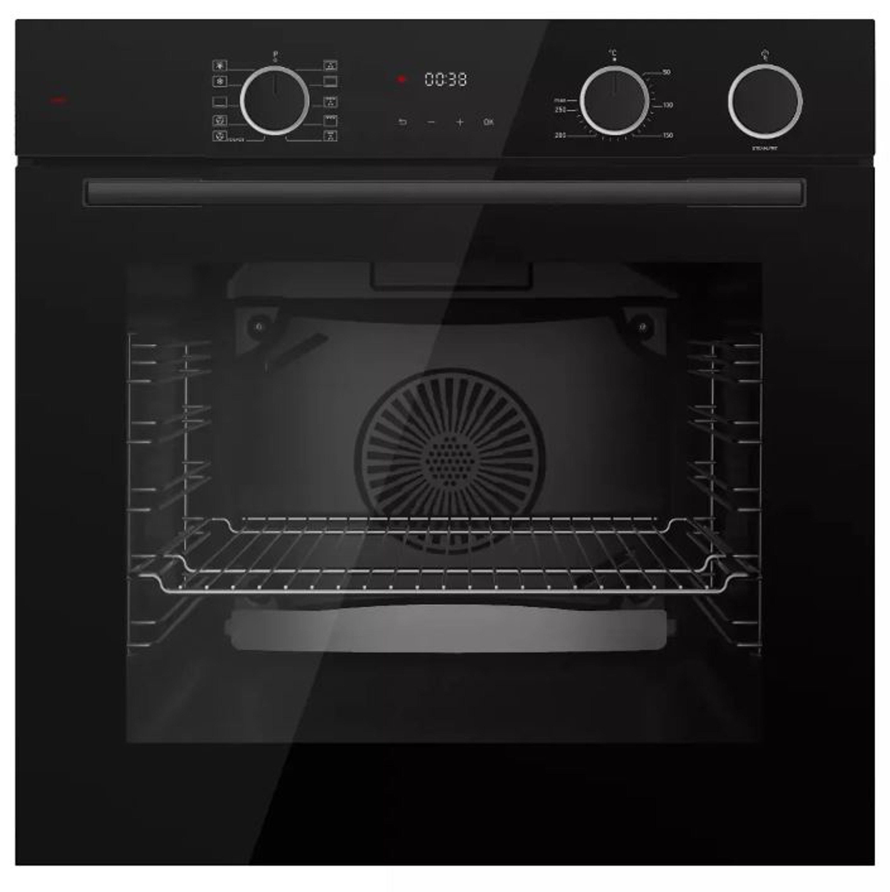 Böhme Einbaubackofen HB60F78DL Schwarz Glas mit Heißluft AirFry sowie Dampfunterstützung Backofen