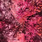 Batik Ausbrenner Stoff Sienna Meterware 160cm Oeko-Tex Ornamente Pink Violett Rot Elasthan Viskose Kleiderstoff Devore Stretch Modestoff