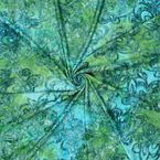Batik Stoff Ausbrenner Floral 1/2 Meterware 160cm Oeko-Tex Ornamente Muster Gruen Blau Elasthan Viskose Kleiderstoff Devore Stretch Modestoff