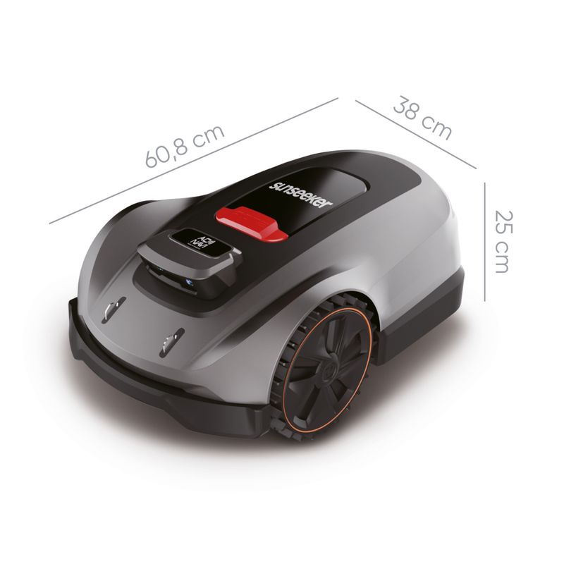 Sunseeker X3 PLUS Mähroboter inklusive Garage Sunseeker X3 Plus, Ansicht mit Abmessungen