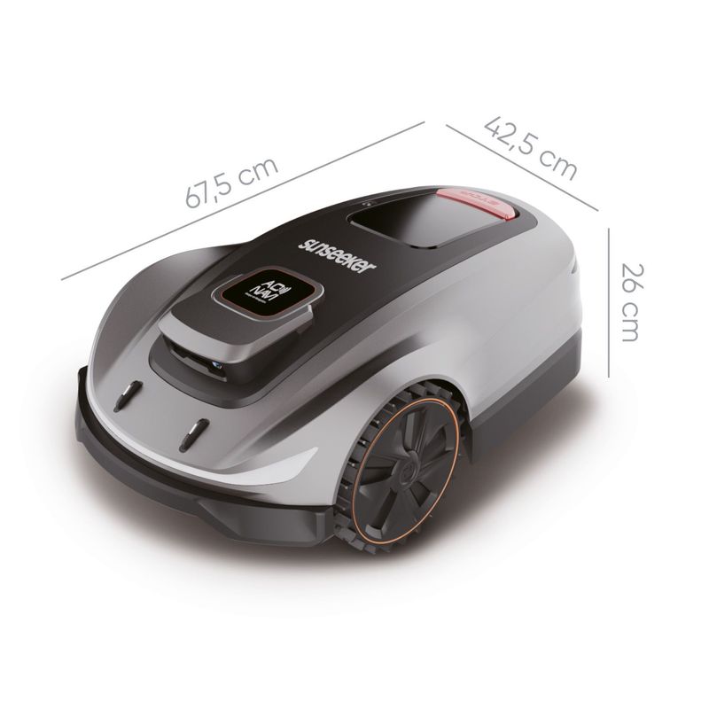Sunseeker X5 Mähroboter inklusive Garage Sunseeker X5, Ansicht mit den Abmessungen