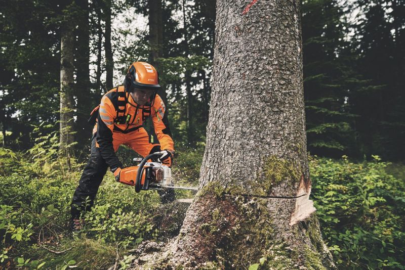 Stihl Motorsäge MS400 C-M 45cm Stihl Motorsäge MS400 C-M 45cm Maschine im Wald in der Anwendung