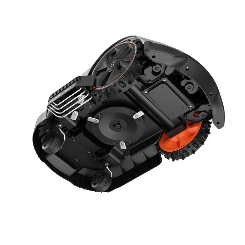 Sunseeker X3 Gen2 Mähroboter Sunseeker X3 Gen2, Ansicht von unten mit dem zusaätzlichen Kantenschnitt-Teller