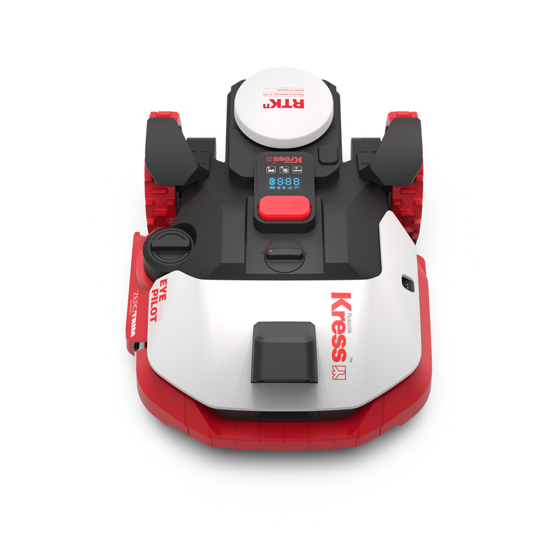 Kress Mähroboter KR260ES KRESS MÄHROBOTER KR 260 ES, von oben fotografiert mit RTK Antenne und Eye Pilot