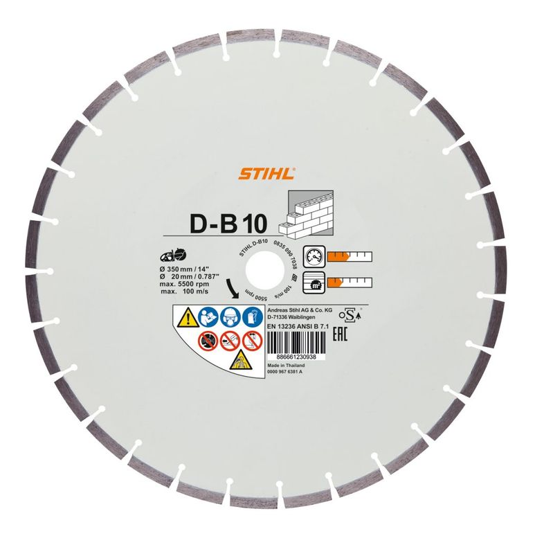 STIHL Trennscheibe D-B10 Ø 300mm/12" Durchmesser 300 mm, STIHL D-B10 (Art.-Nr. 08350907051) für die Benzin-Trennschleifer STIHL TS 410 und STIHL TS 480i (Abbildung ähnlich)