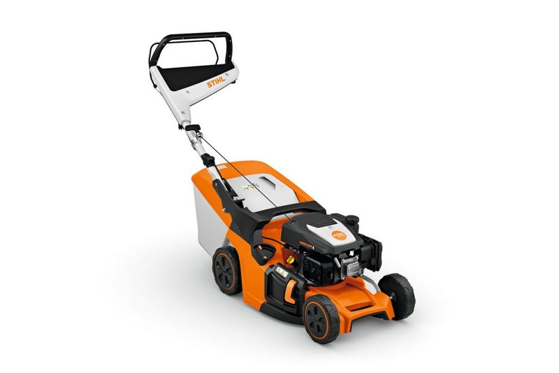 STIHL Rasenmäher RM 443 STIHL RM 443, Benzinrasenmäher ohne Antrieb für mittelgroße Flächen. Sehr wendig und handlich. Mulchen, Seitenauswurf und Heckauswurf ohne Umbau möglich.