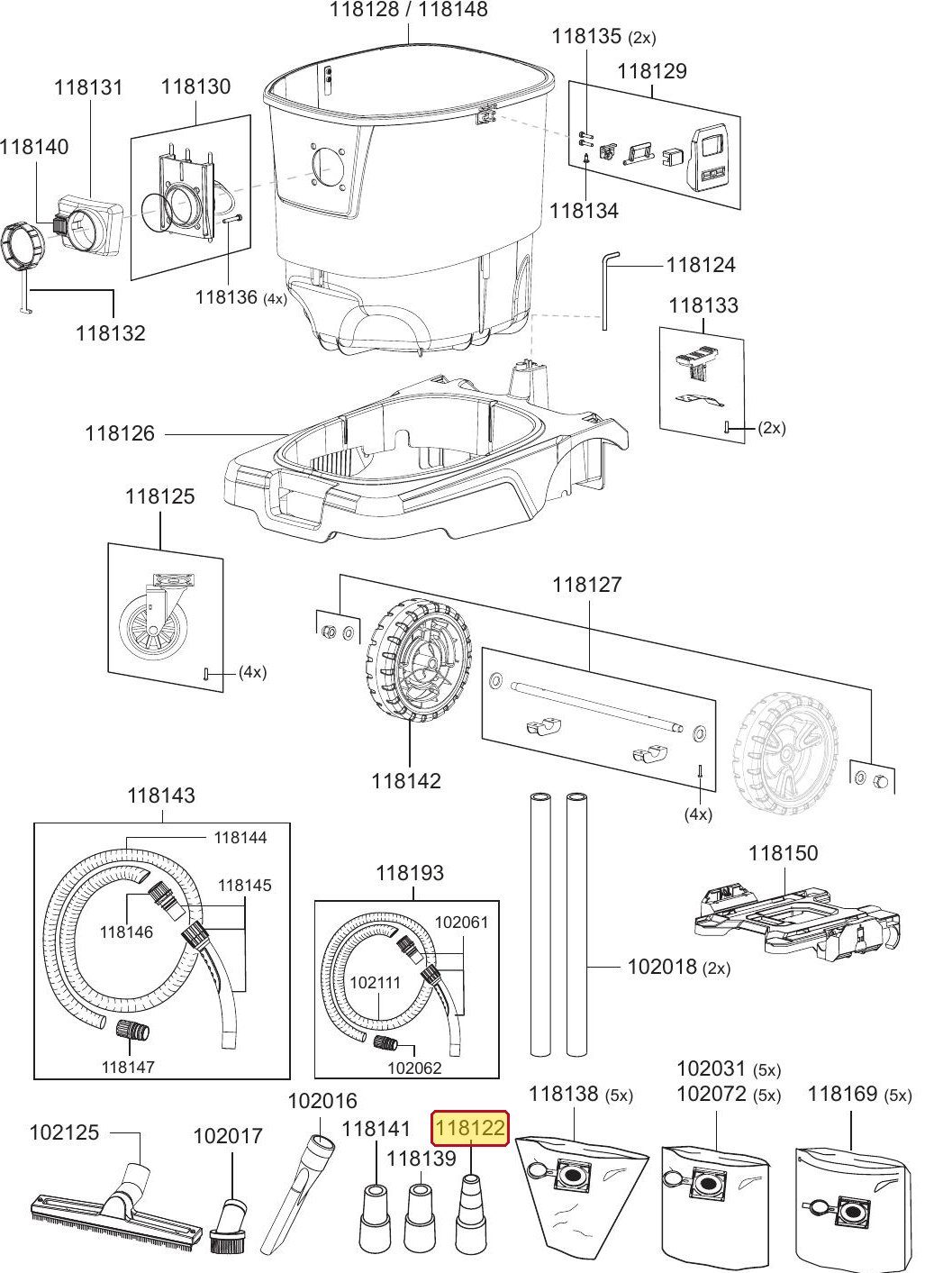 Ersatzteilzeichnung Sprintus Craftix, Position 118122