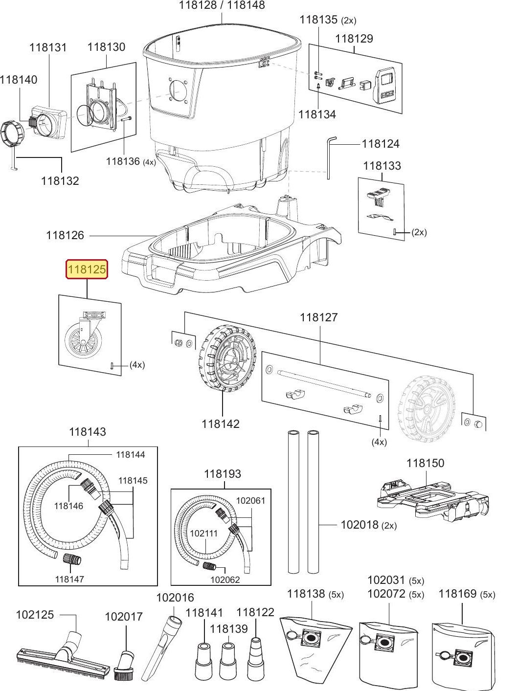 Ersatzteilzeichnung Sprintus Craftix, Position 118125