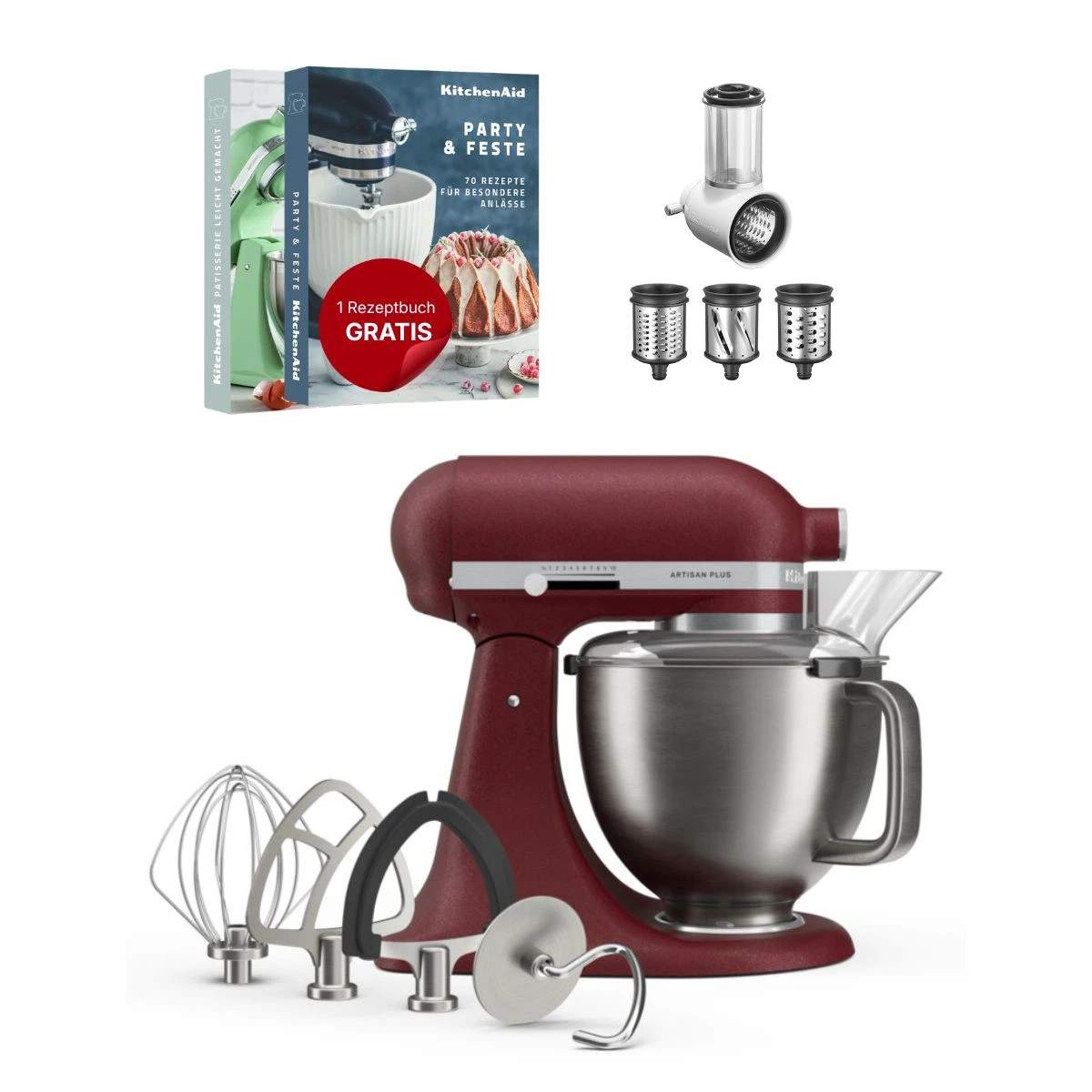 KitchenAid 4,7 L 5KSM50 Artisan Plus Küchenmaschine Beginnerset mit Gemüseschneider-Sun dried tomato (Getrocknete Tomate)