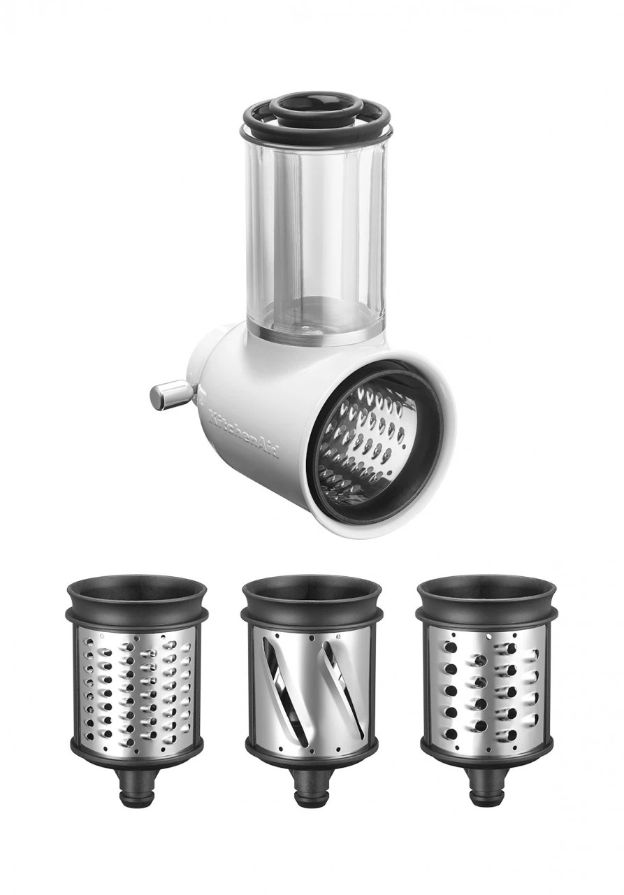 KitchenAid 4,7 L 5KSM50 Artisan Plus Küchenmaschine Beginnerset mit Gemüseschneider-Medaillon Silber