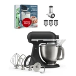 KitchenAid 4,7 L 5KSM50 Artisan Plus Küchenmaschine Beginnerset mit Gemüseschneider-Gusseisen Schwarz
